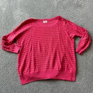 Wallace Madewell Fall Salmon Pink Striped Knit Crew Neck Sweater